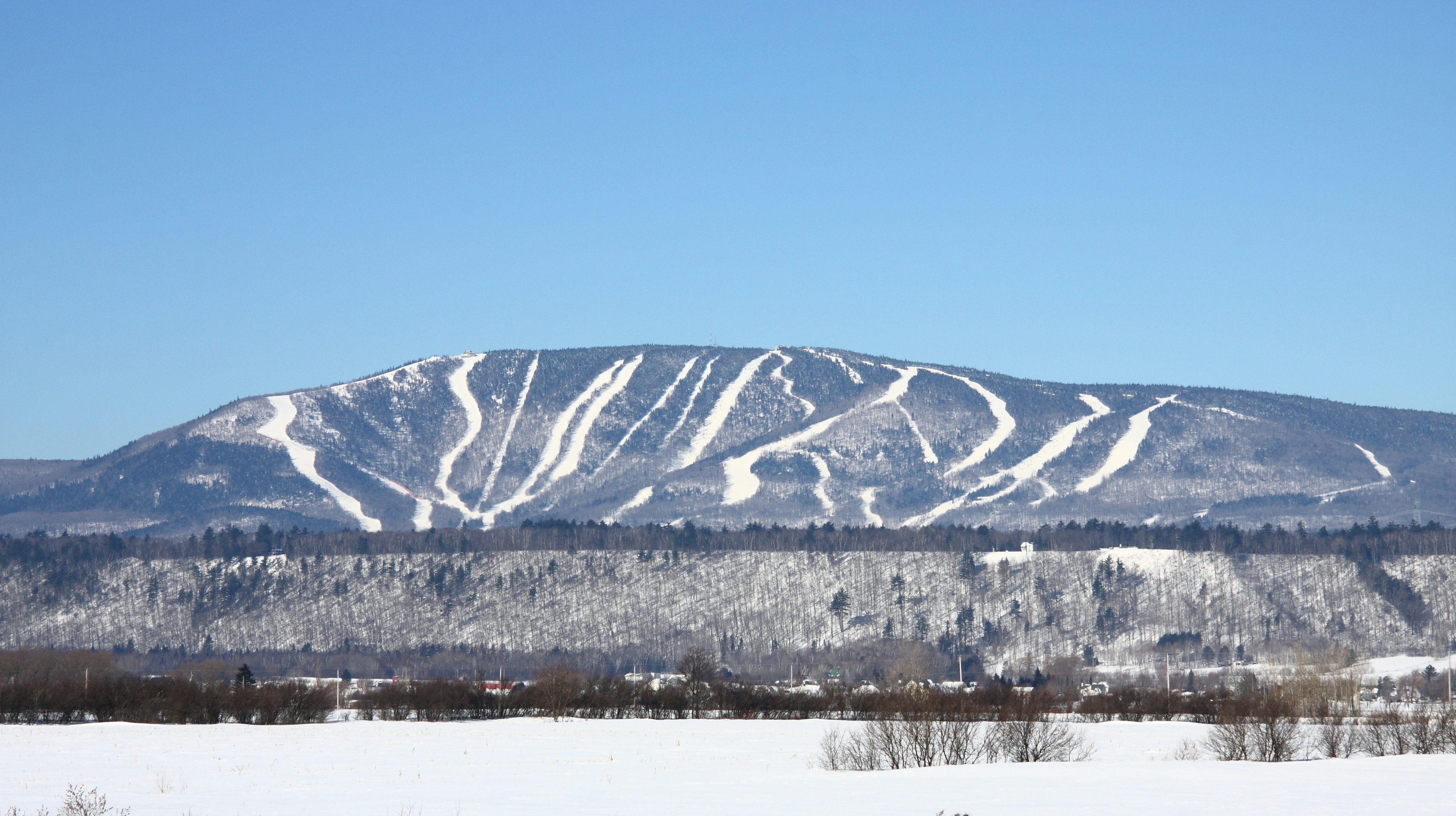 The mountain at Mont Sainte-Anne on a winter afternoon