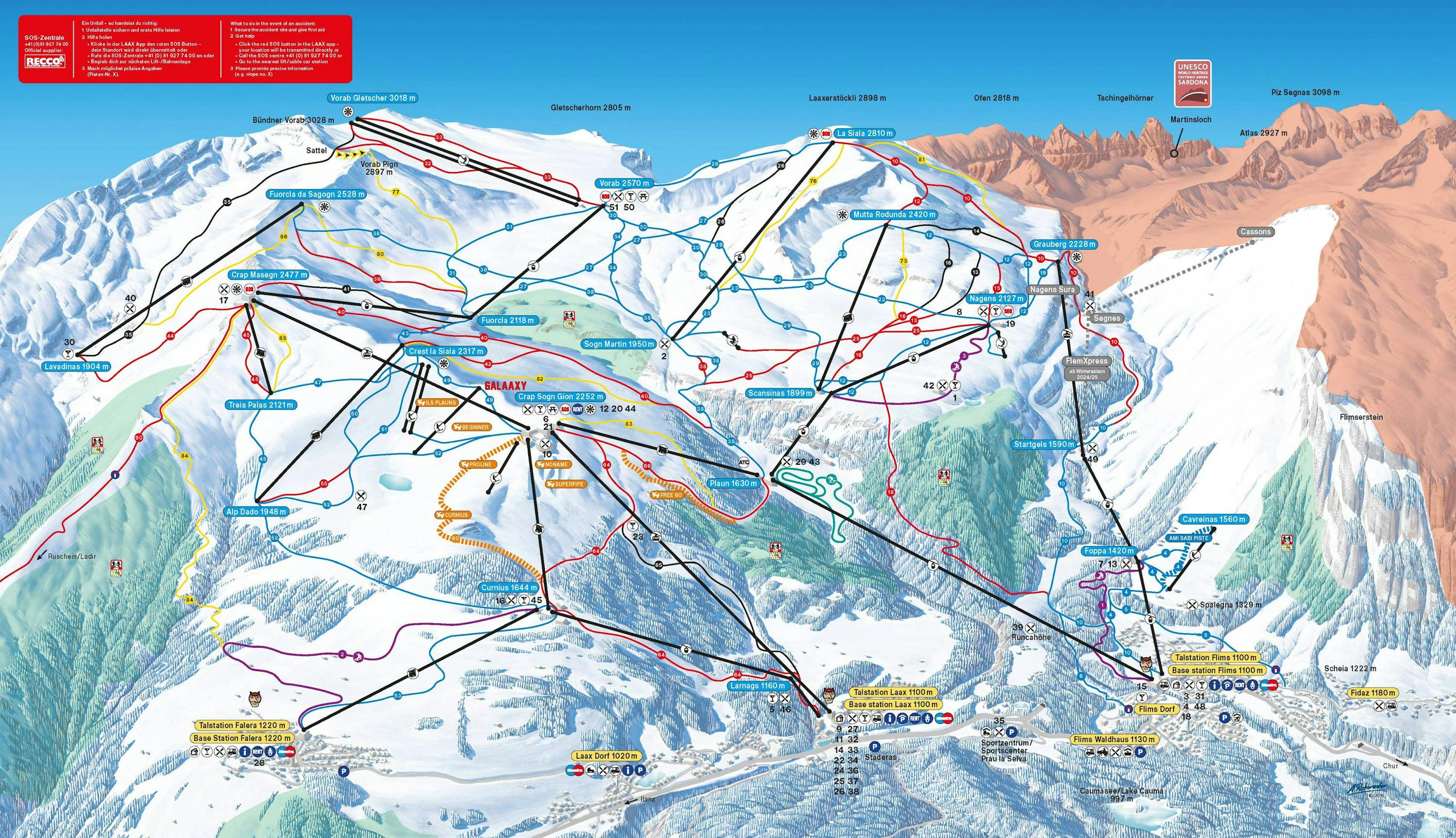 Flims-Laax-Falera winter trail map