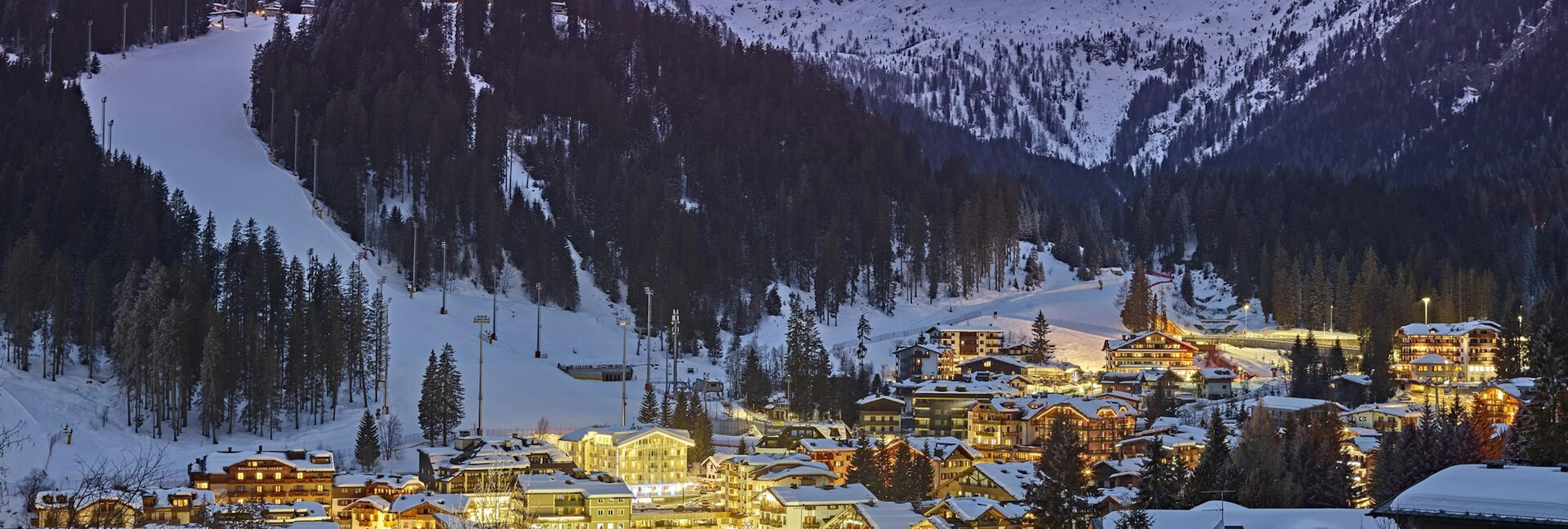 Nighttime in Madonna di Campiglio in Italy