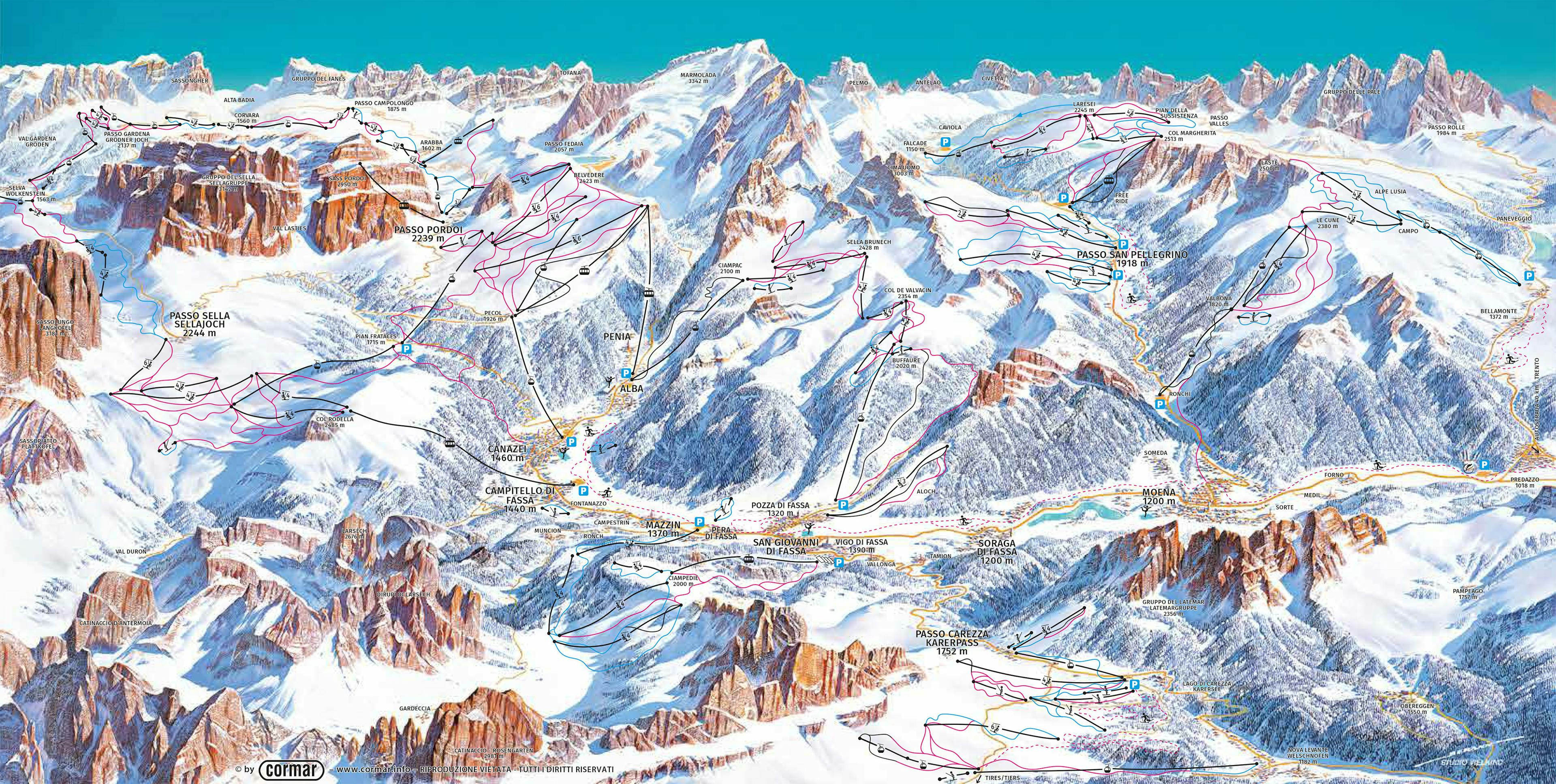 Val di Fassa winter trail map