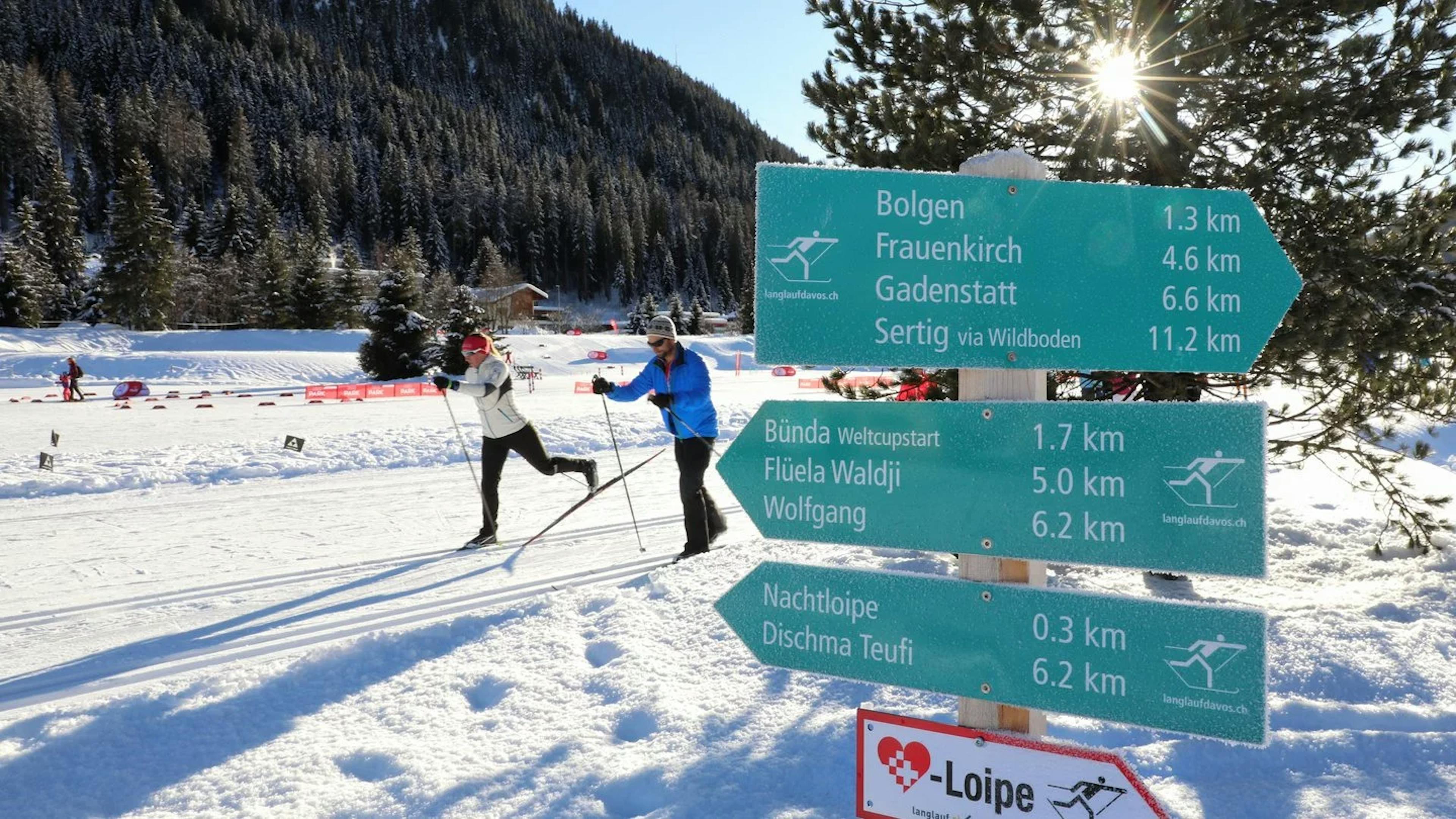 Ski directions at Davos Klosters in Switzerland