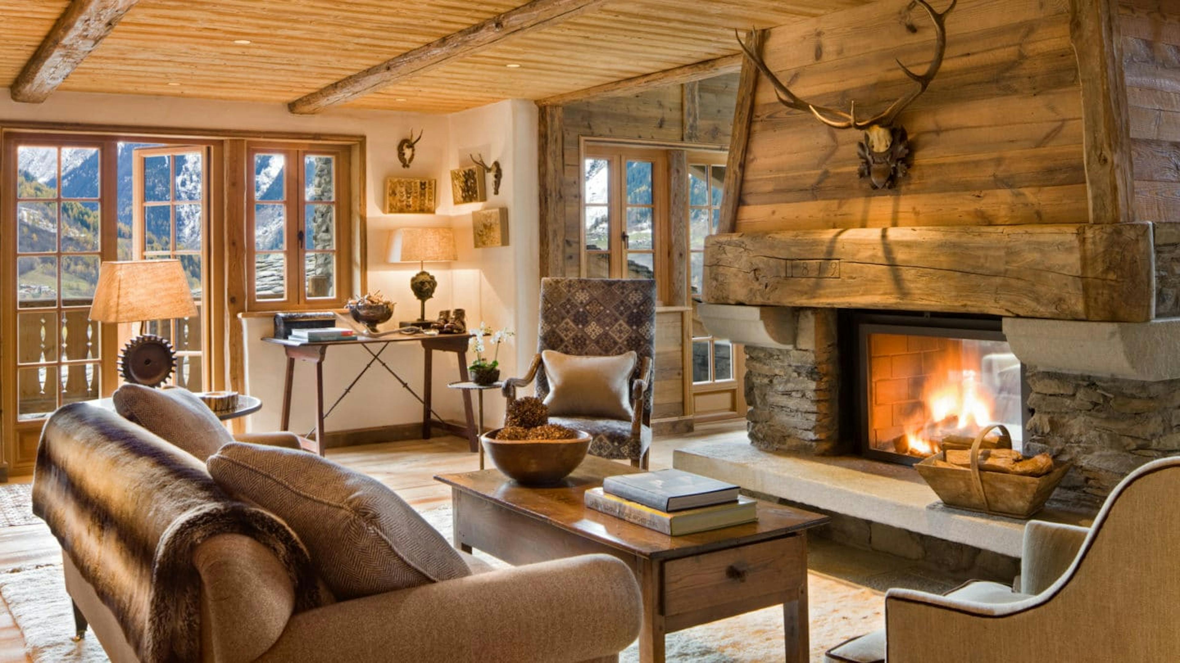 Living room at CHALET PELERIN