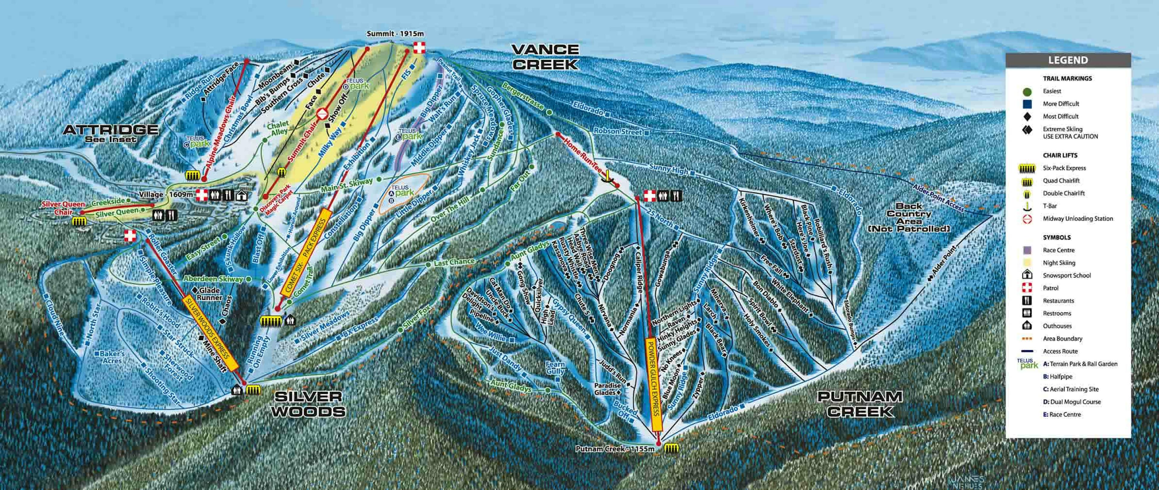 Silver Star Mountain Resort winter trail map