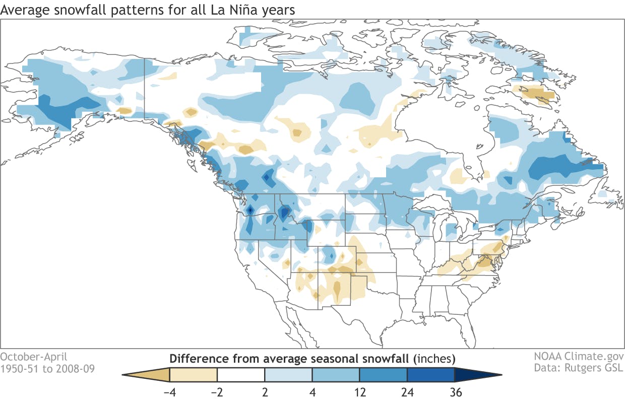 Average snowfall during La Nina