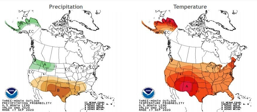NOAA Winter Temperature and Precipitation Outlook