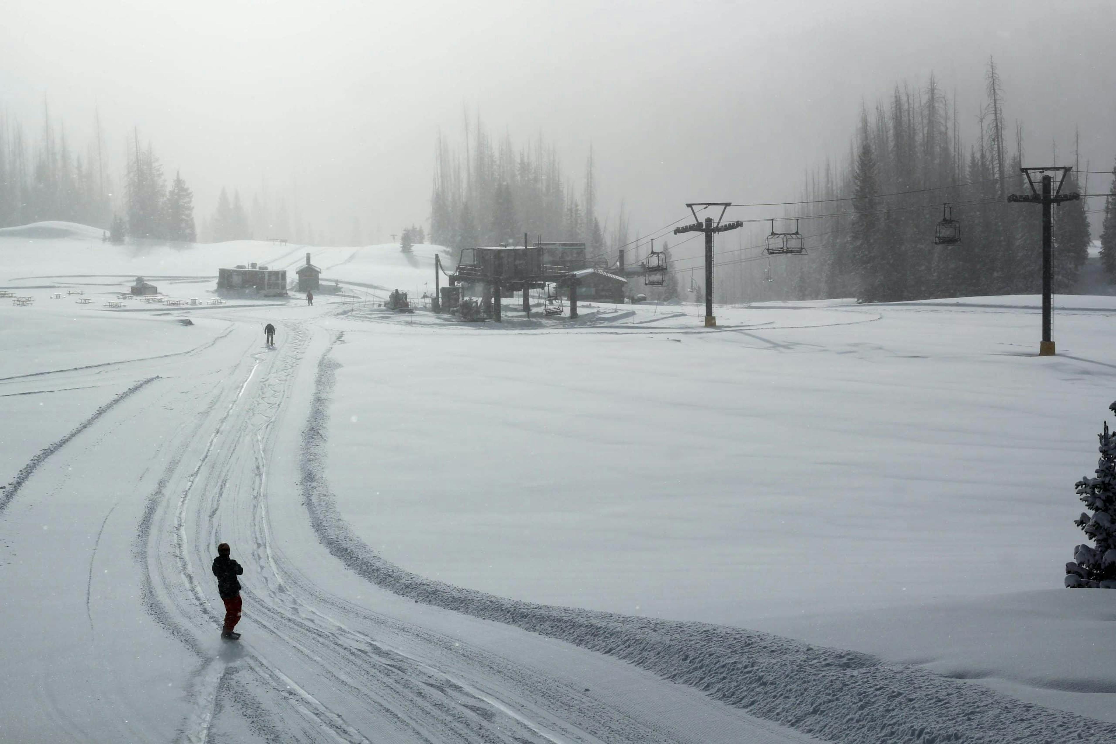 A foggy, snowy morning in Wolf Creek Ski Area in Colorado, U.S.