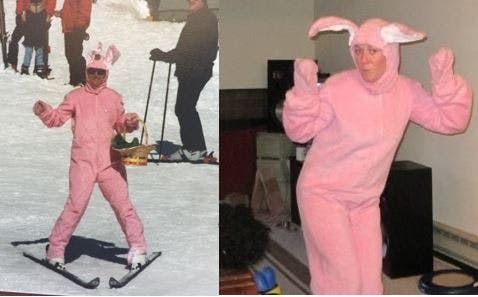 Mother and daughter Ski Bunny outfits.