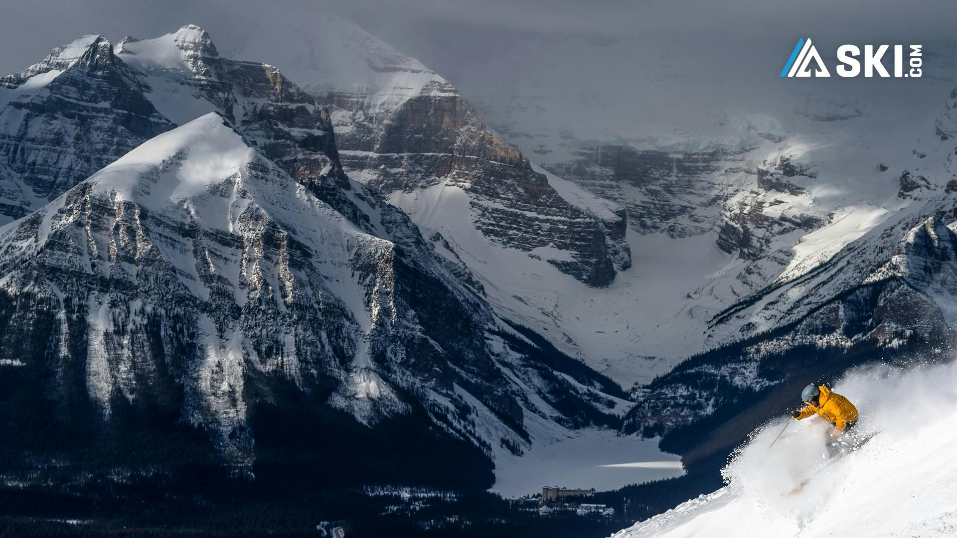 Lake Louise skier Zoom virtual background