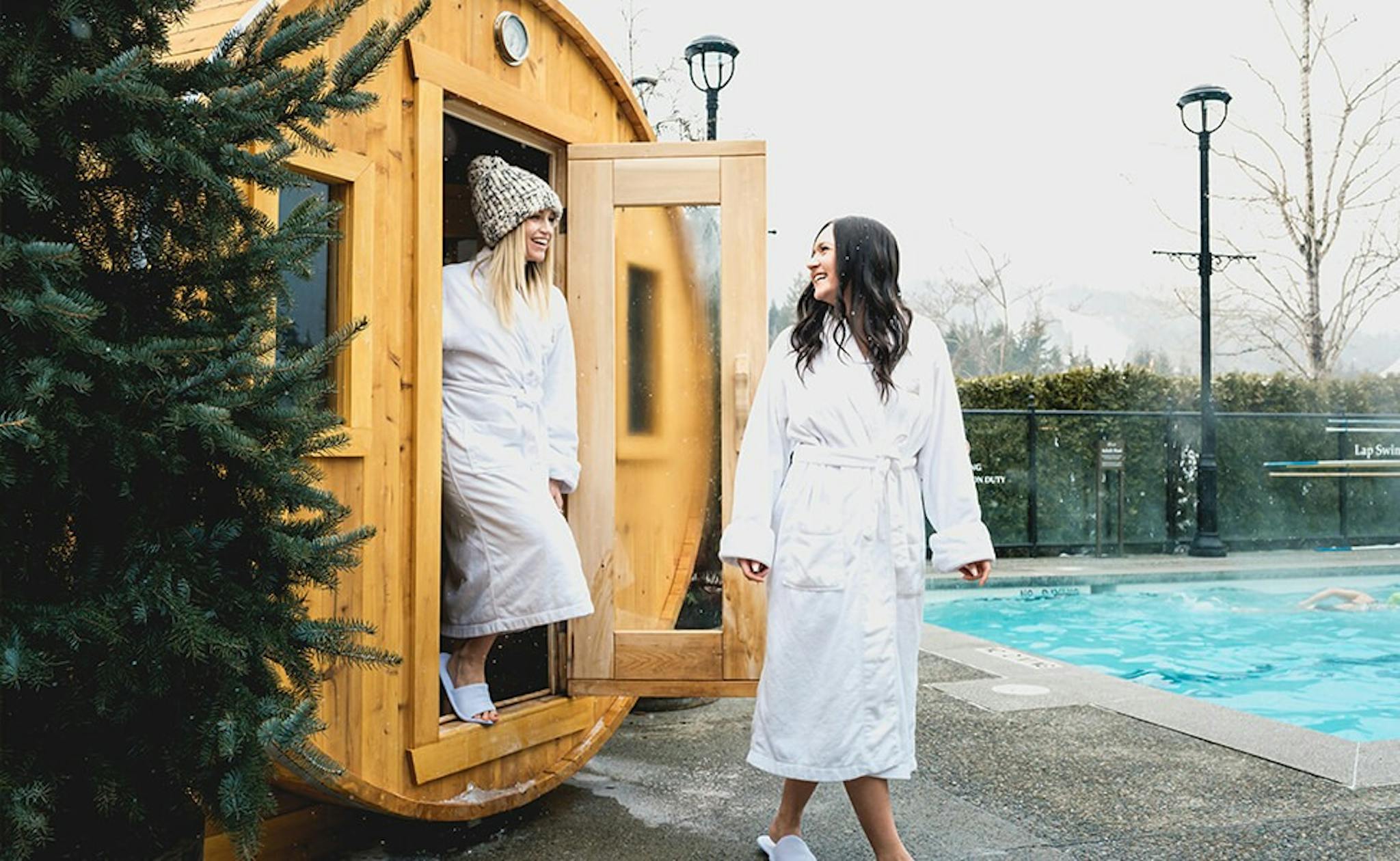 Fairmont Chateau Whistler's luxurious barrel saunas.