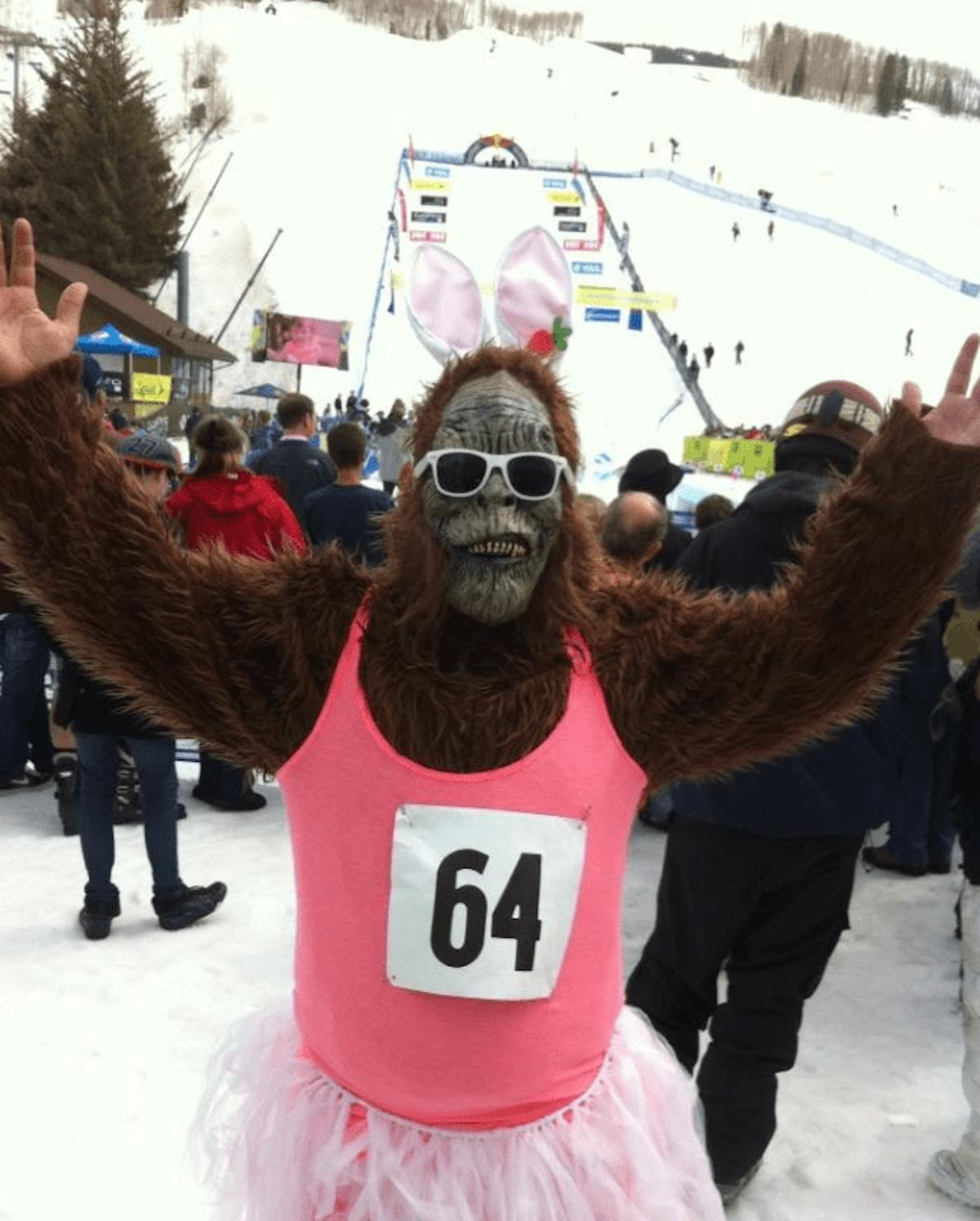Pond skim yeti costume at Vail.