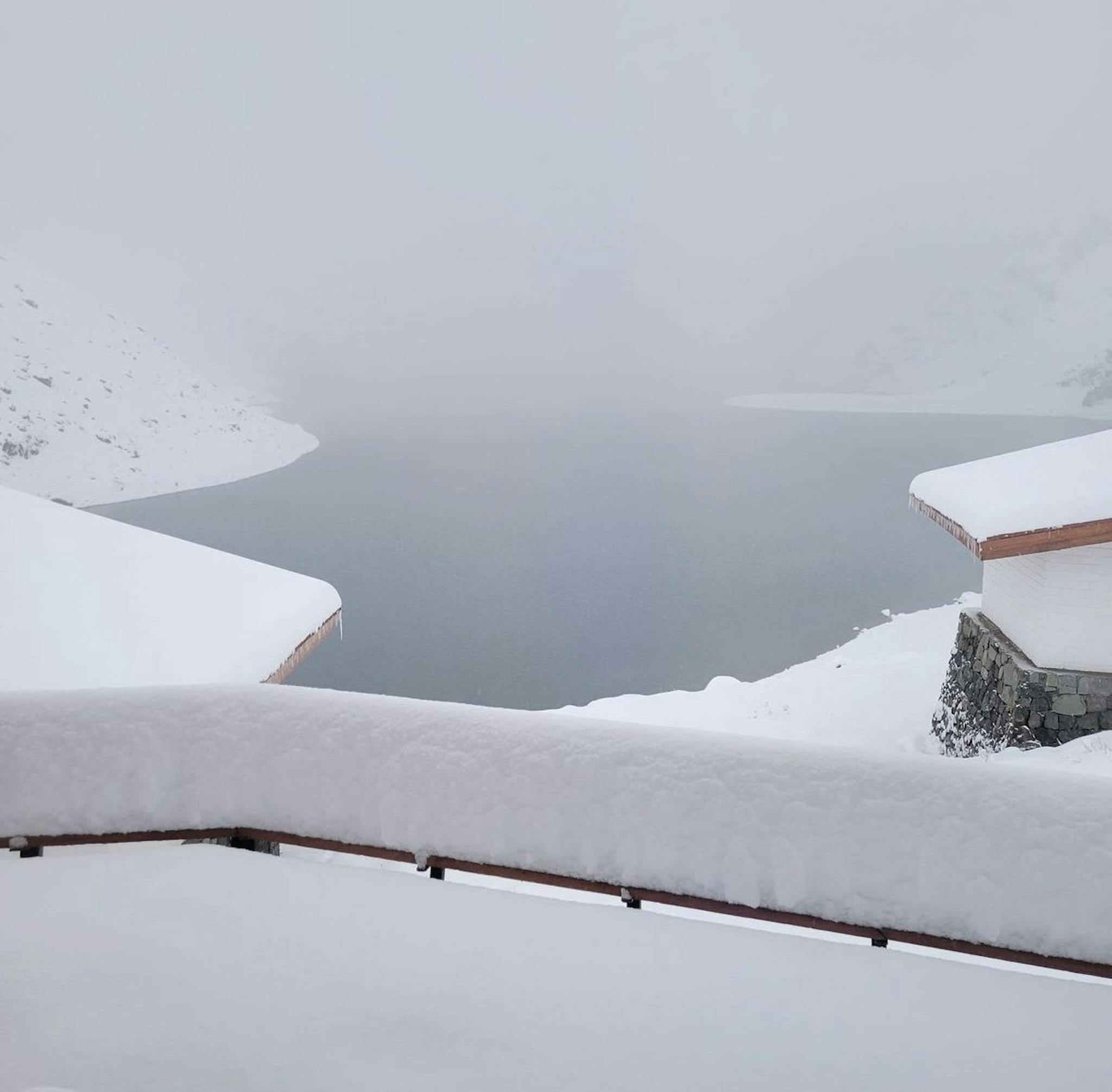 Snowfall from recent storm in Chile at Portillo Ski Resort