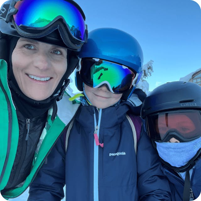 Jennie and her boys at the ski resort. 