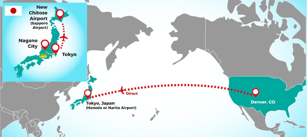 How to get to Japan direct from Denver