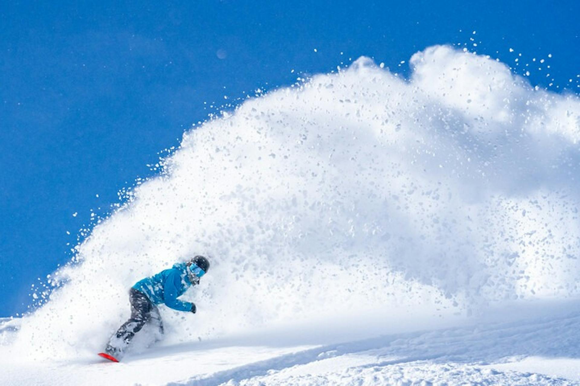 Bluebird powder snowboard day at Snowmass