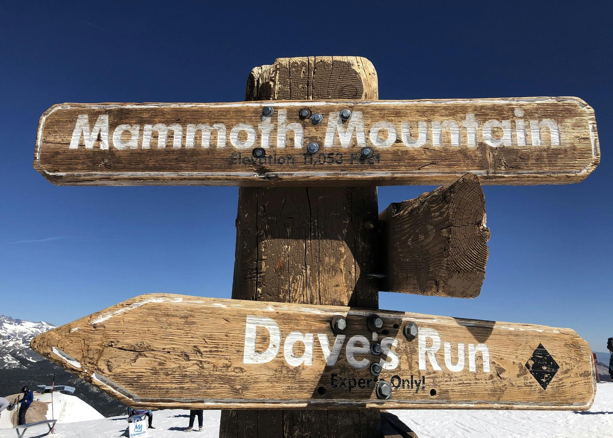 Mammoth Mountain ski resort elevation sign
