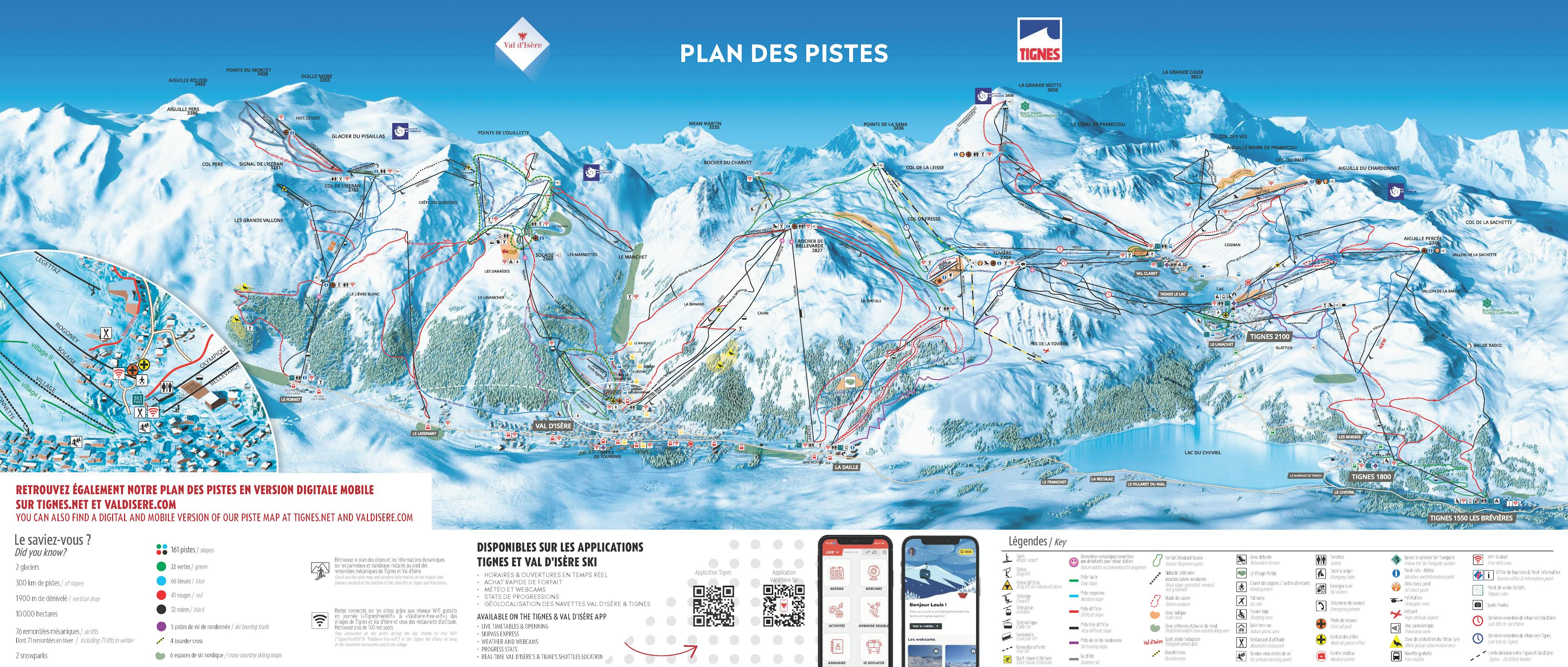 Tignes winter trail map