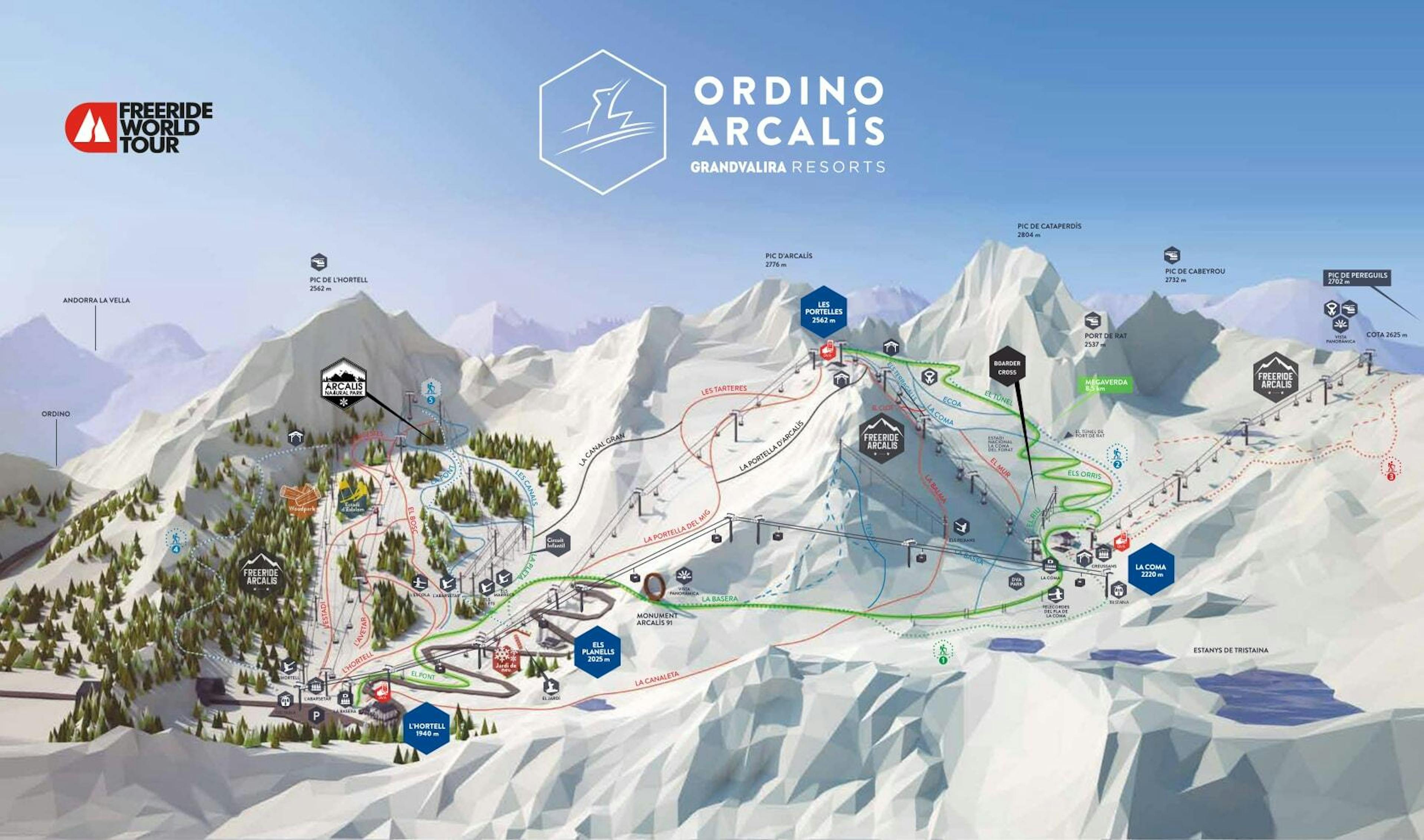 Ordino Arcalís winter trail map