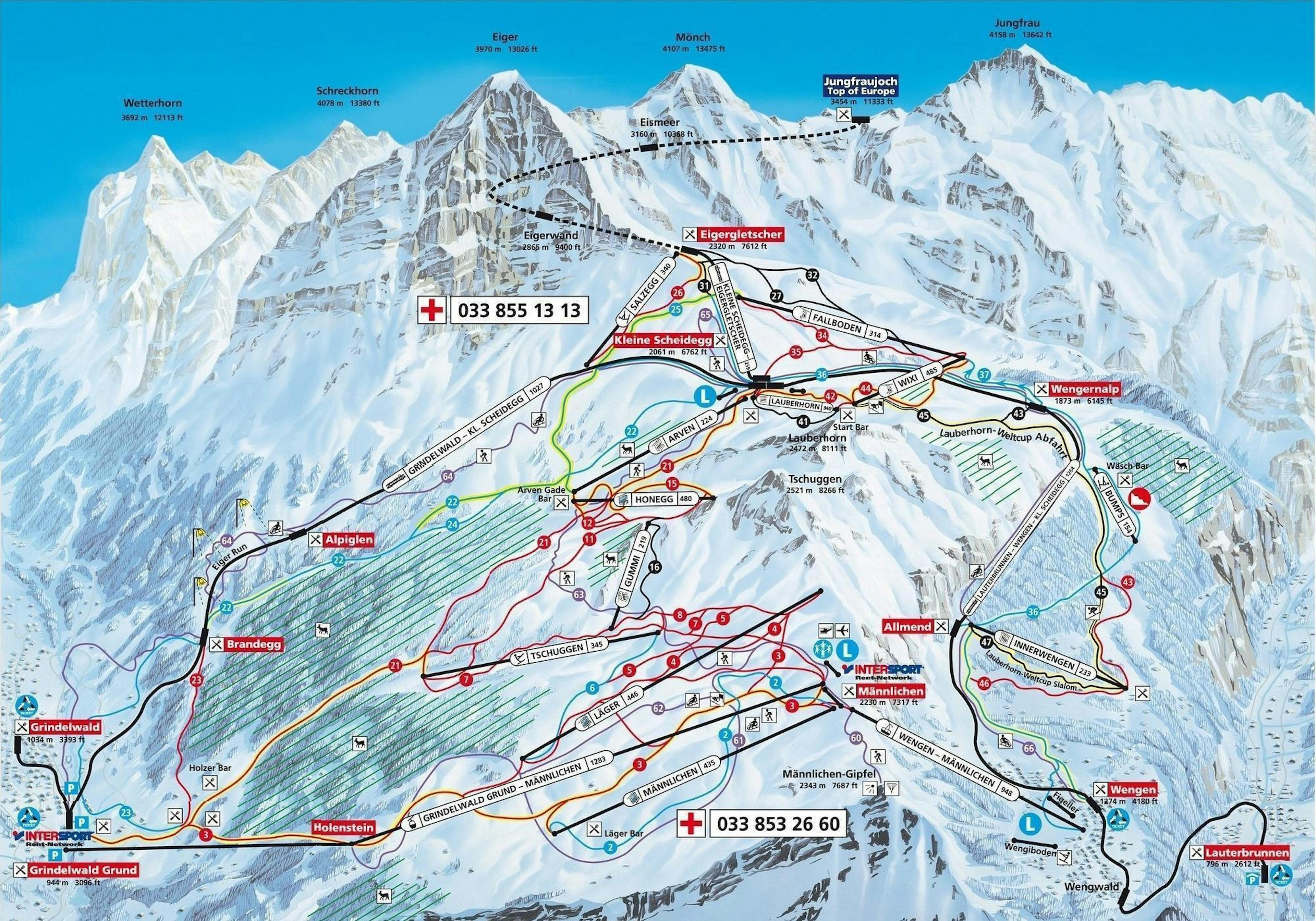 Wengen winter trail map