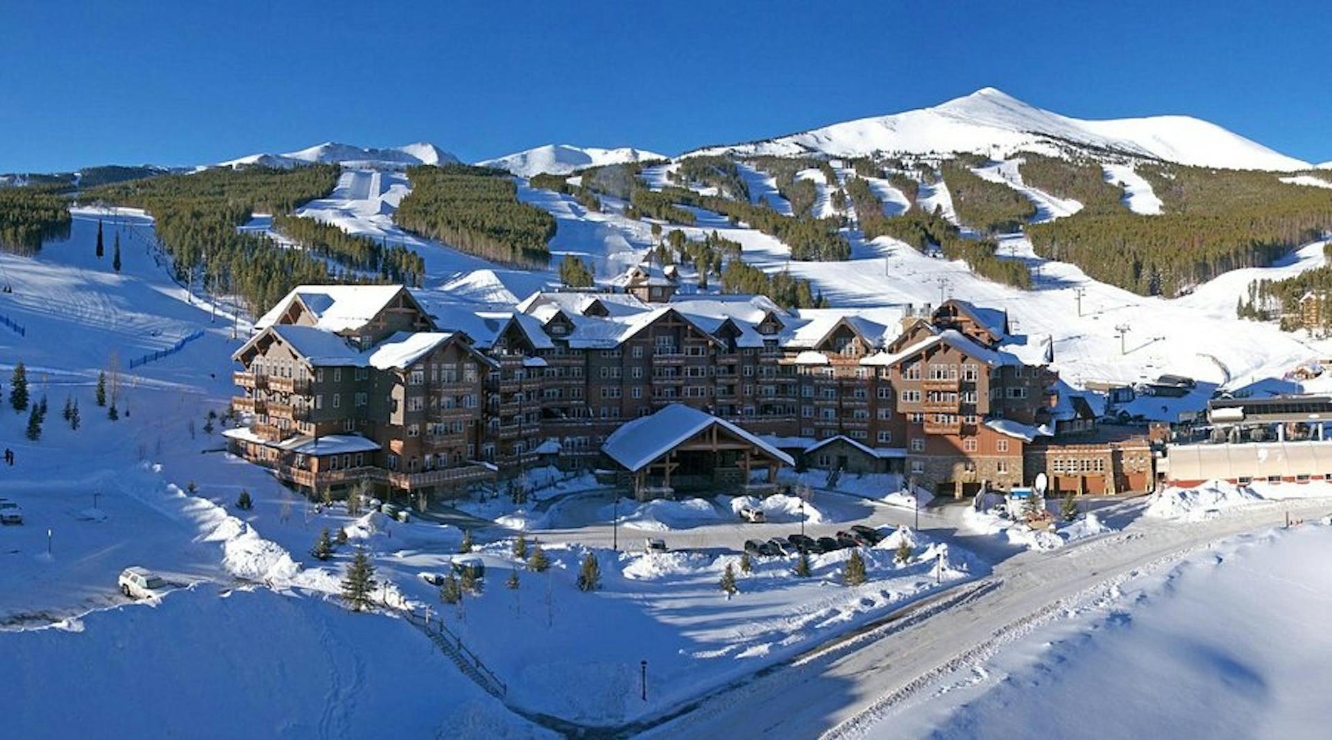 Exterior of One Ski Hill Place in winter