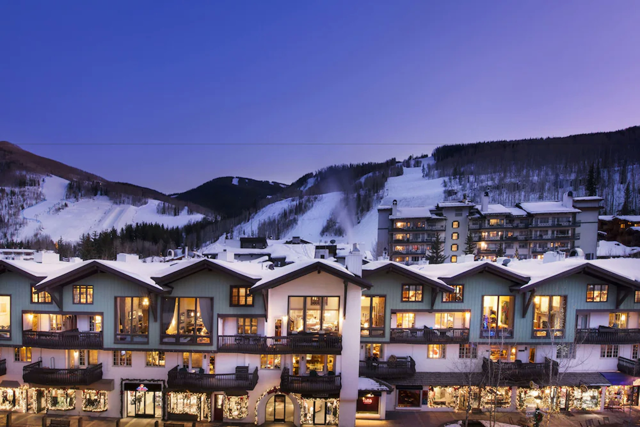 Exterior of The Lodge at Vail in winter
