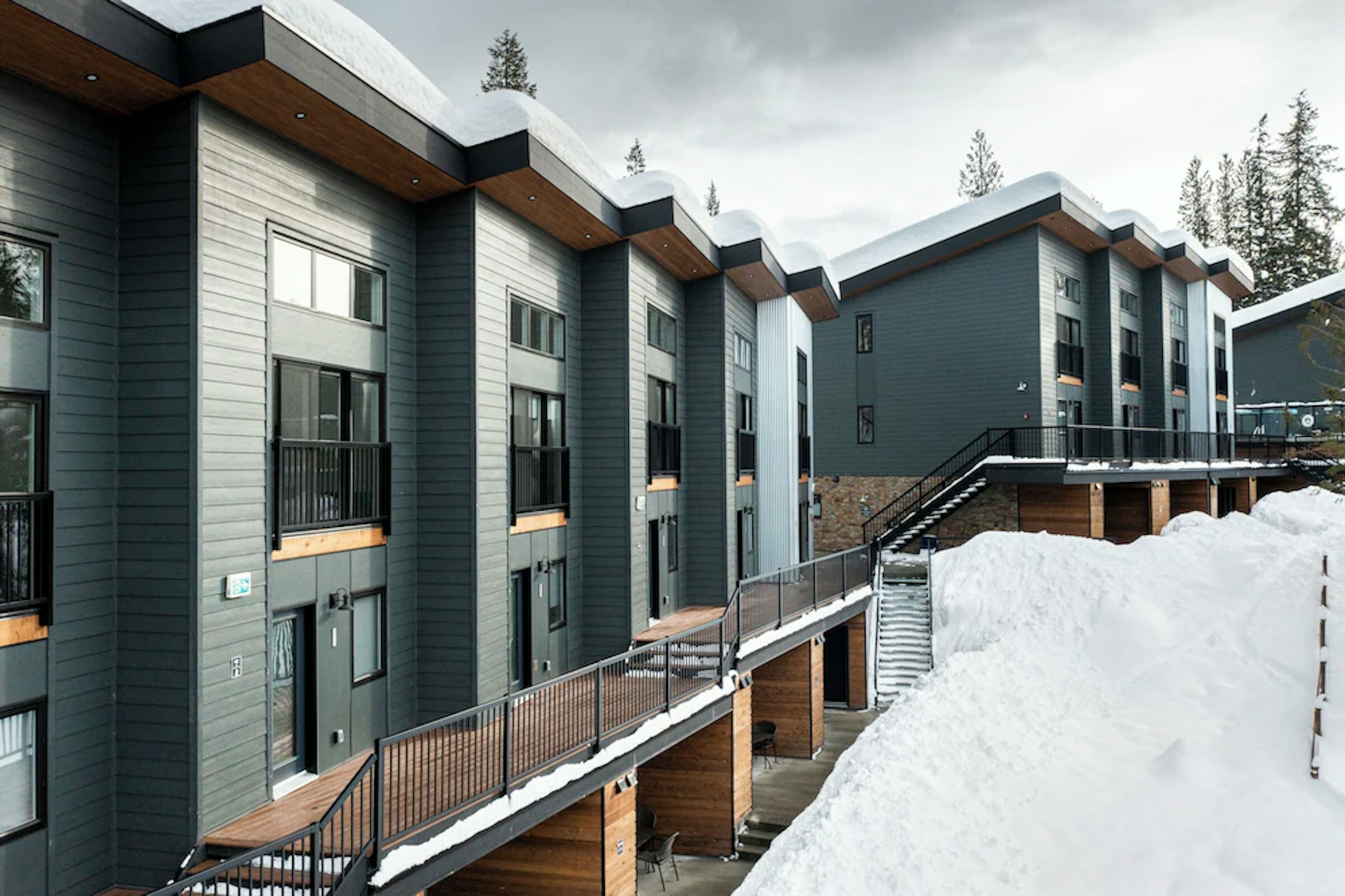 Exterior of Basecamp Resorts Revelstoke in winter