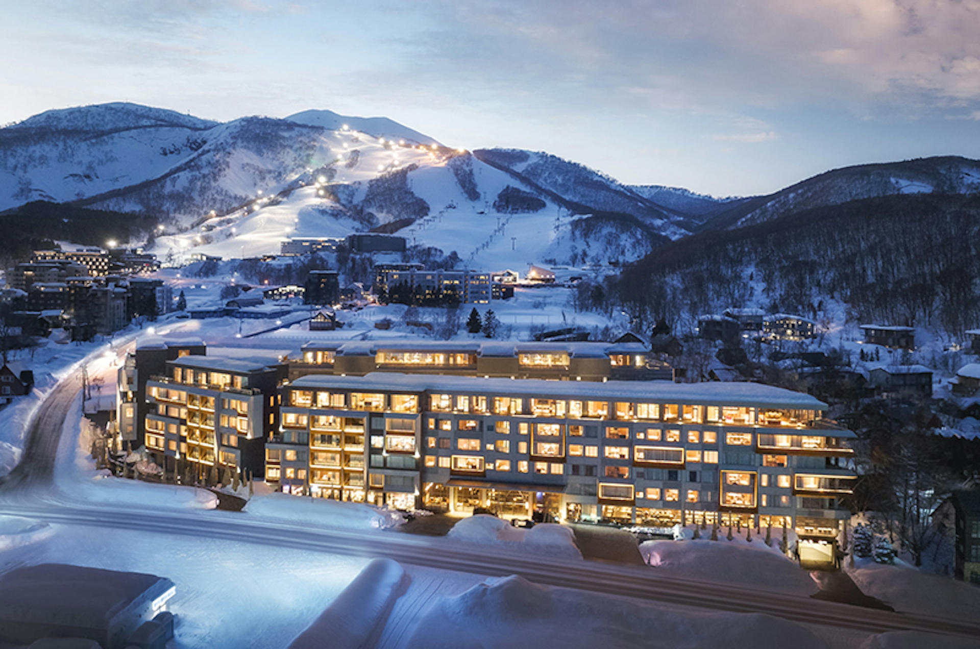 Exterior of Setsu Niseko in winter