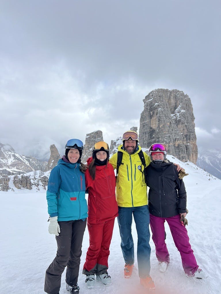 The Ski.com team in front of the Cinque Torri
