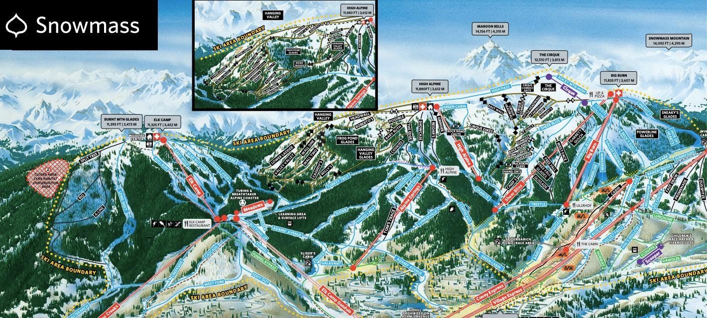 Aspen Snowmass ski resort map