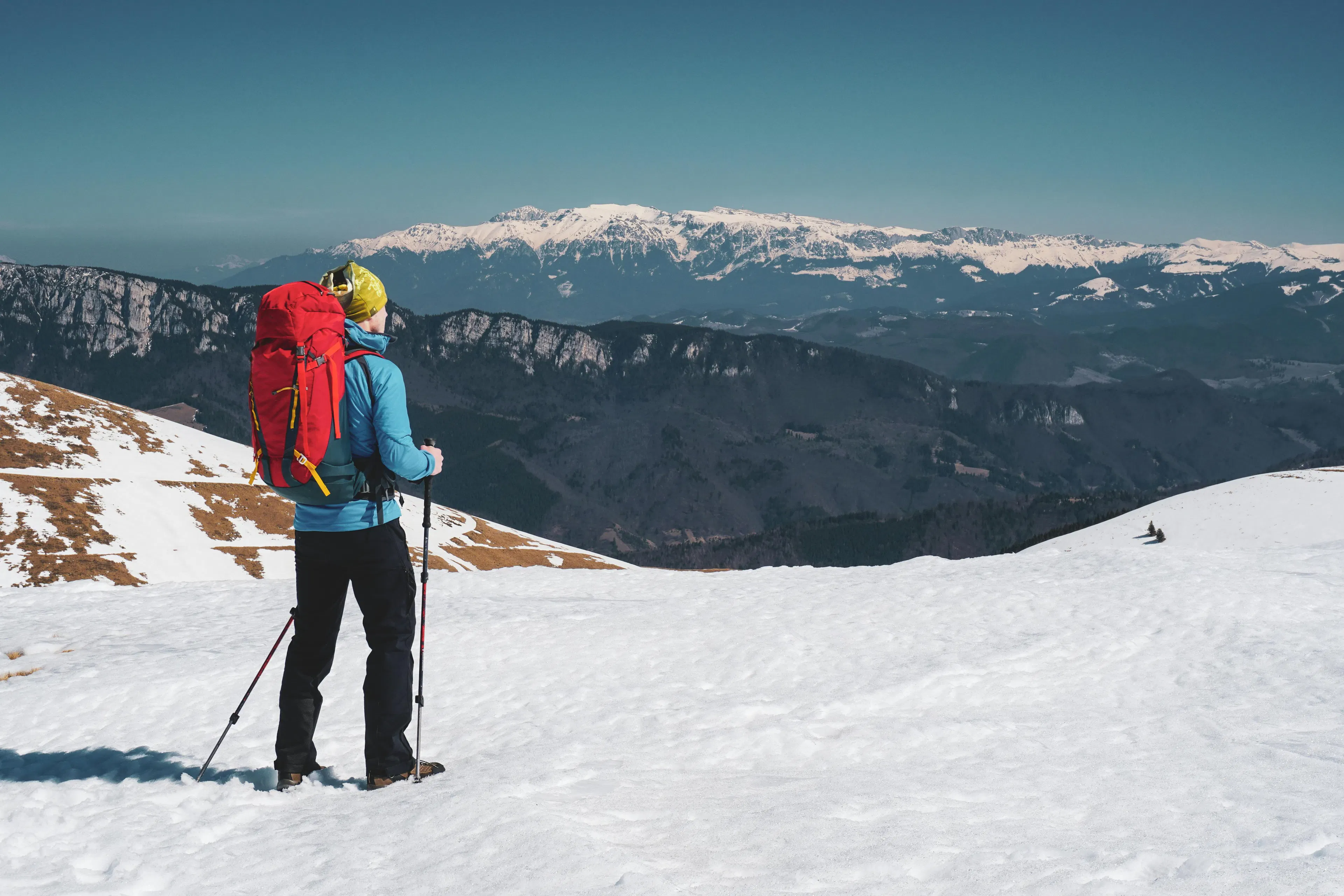 A man snowshoeing in Whistler