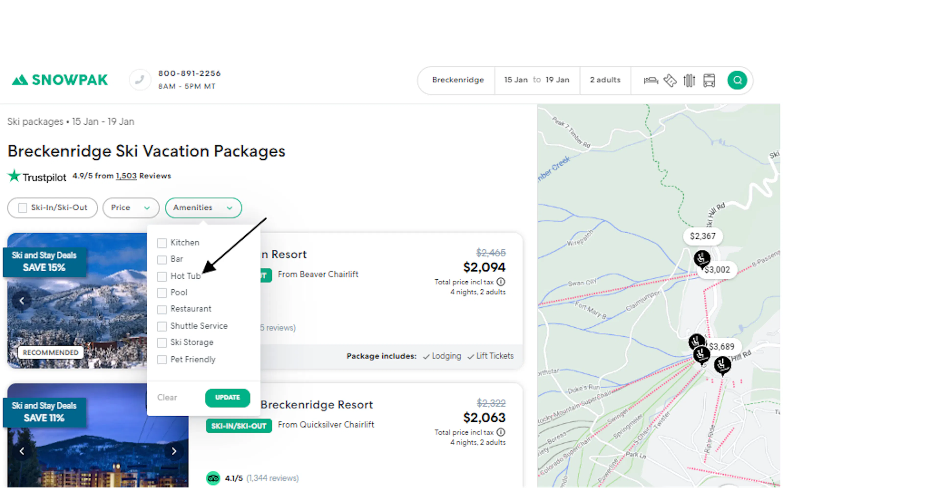 Selecting Amenities.
