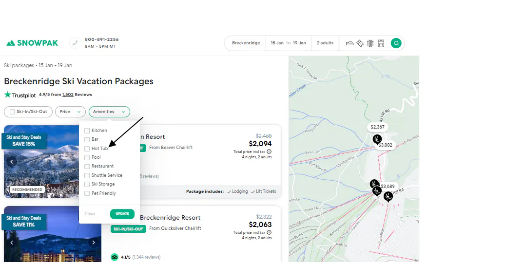 Selecting Amenities.