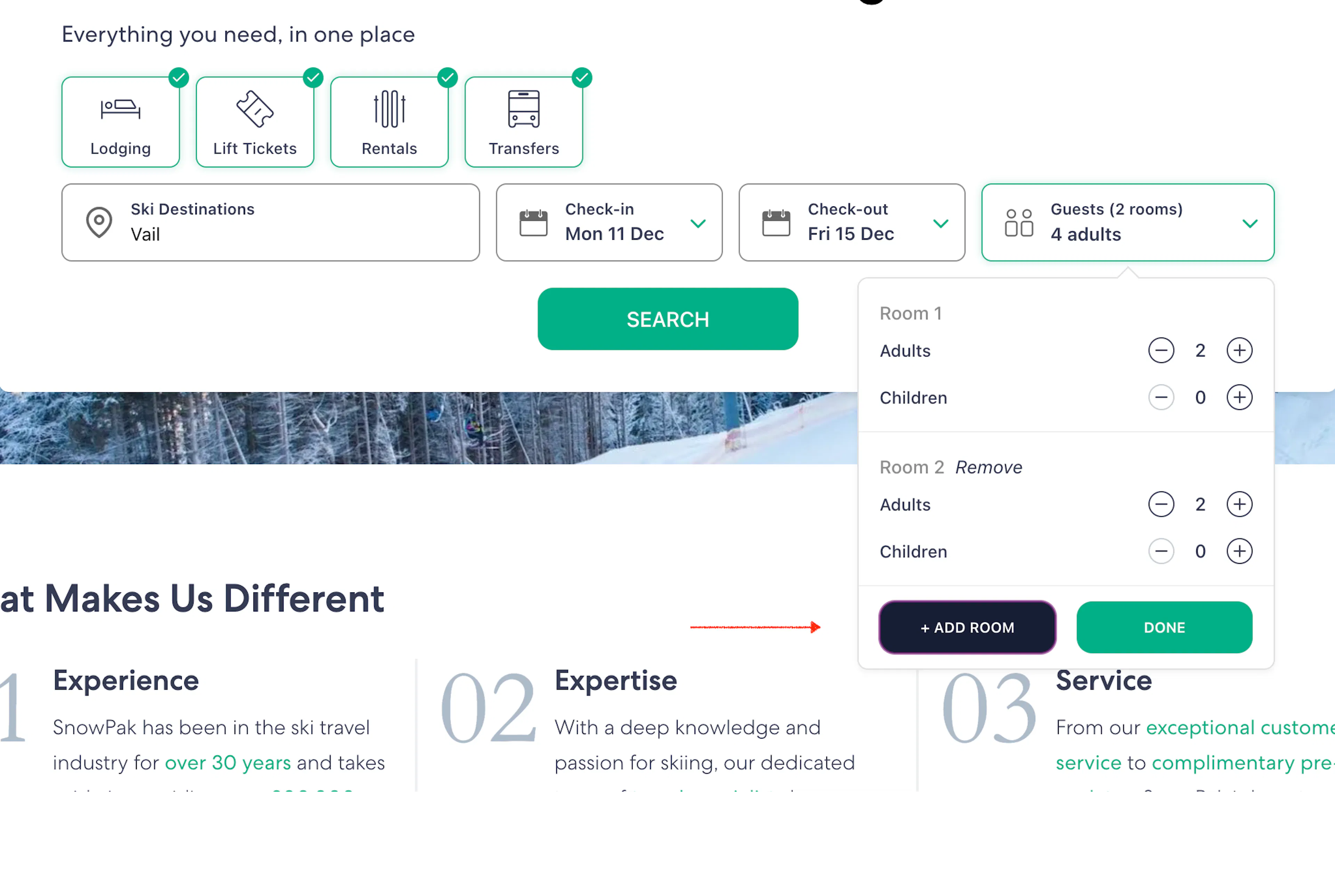 Booking multiple rooms.