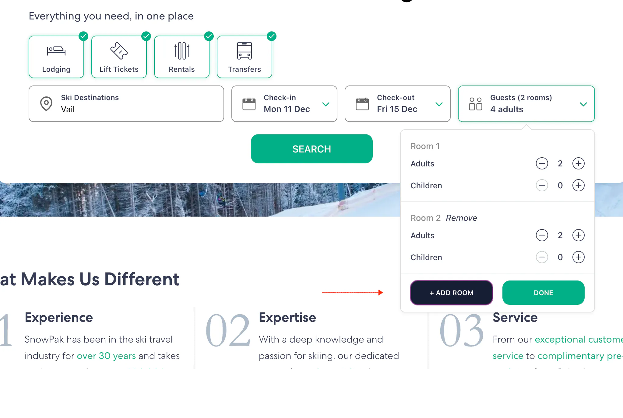 Booking multiple rooms.