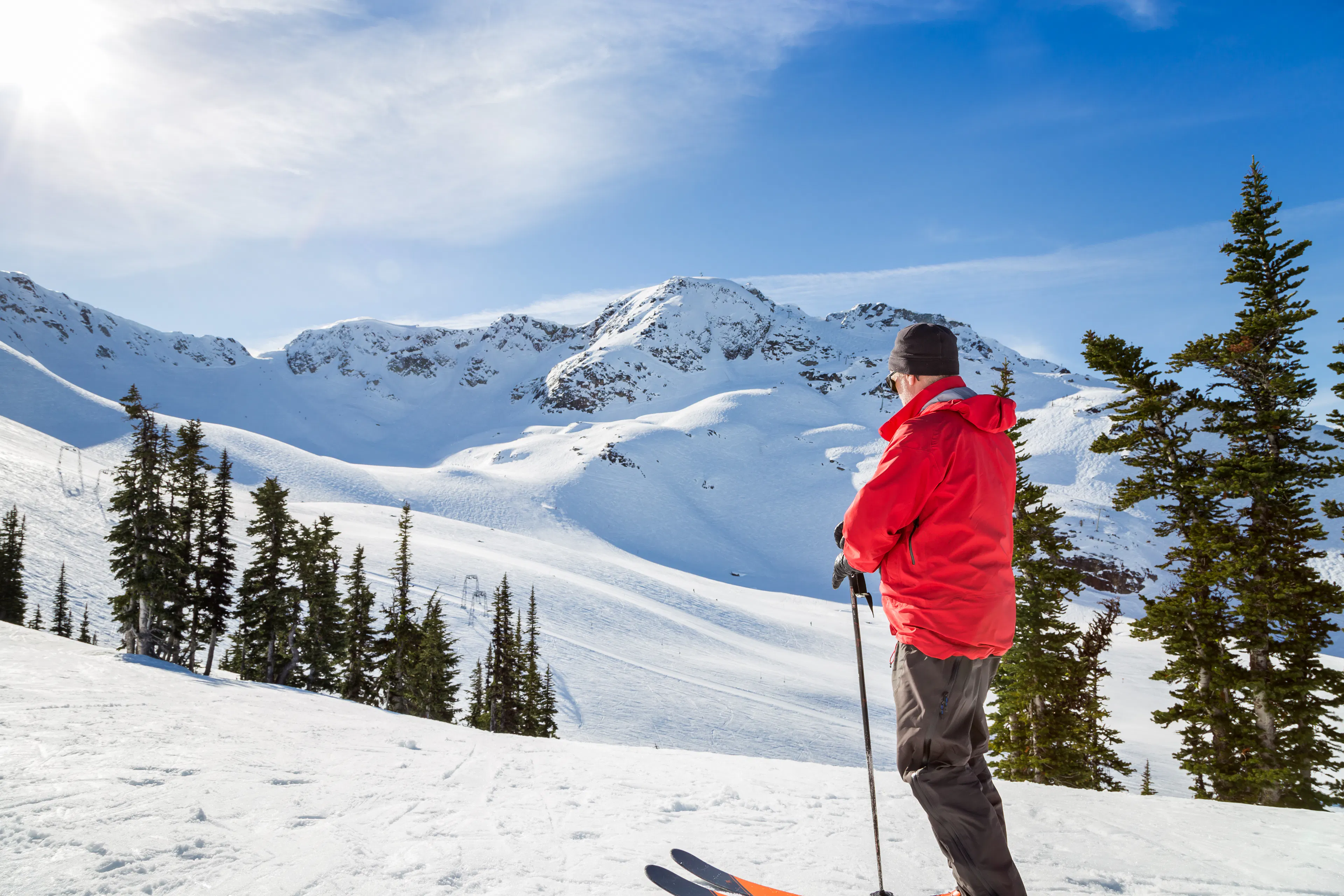 Skier on the top of Whistler Mountain 