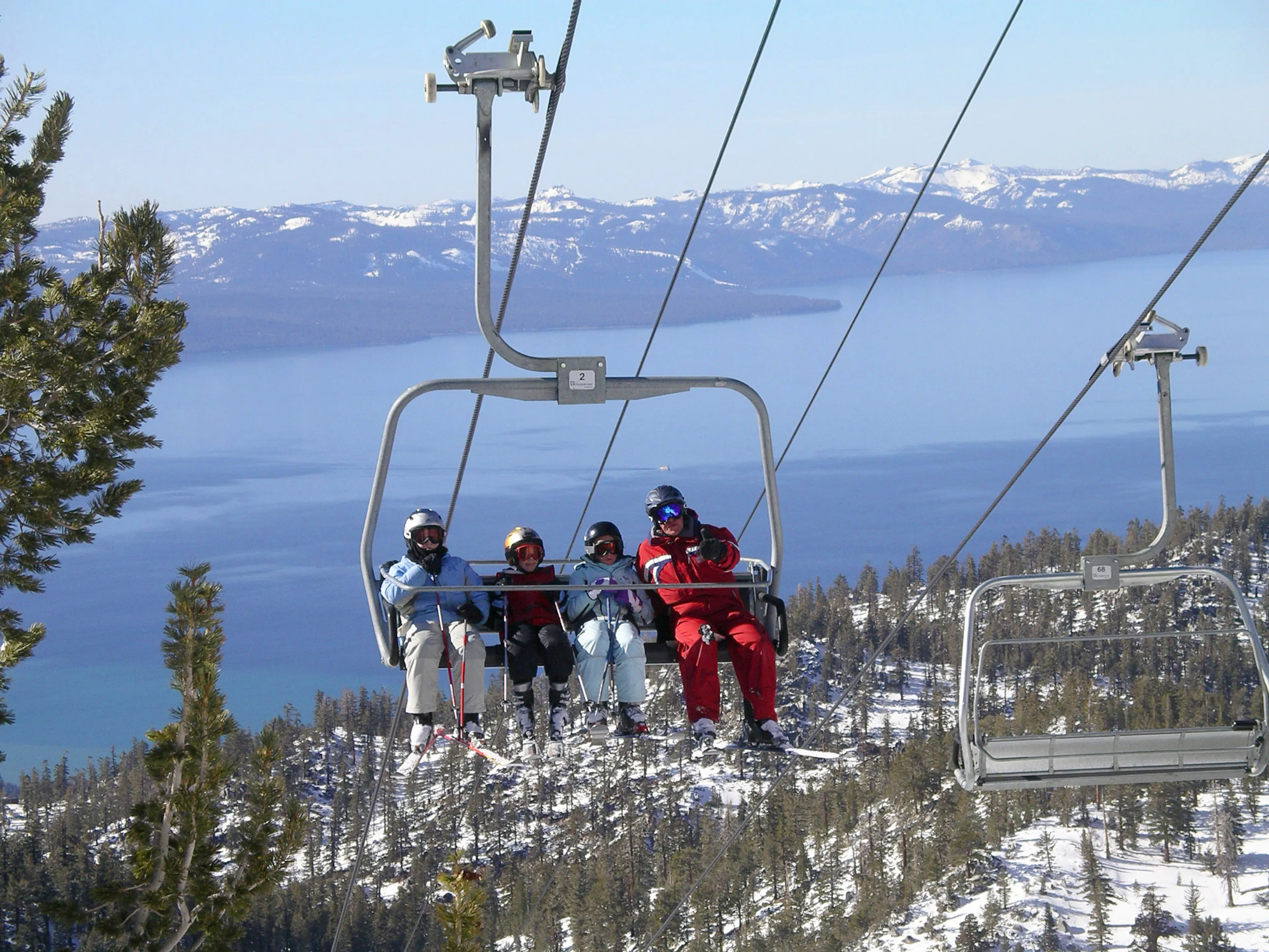 On the Heavenly chairlift with family