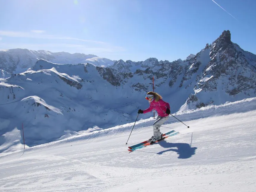 Ski clothing on a skier