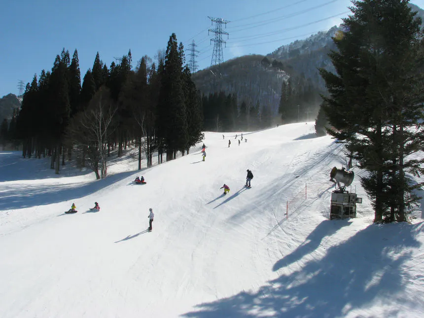 Snowboarding down a slope