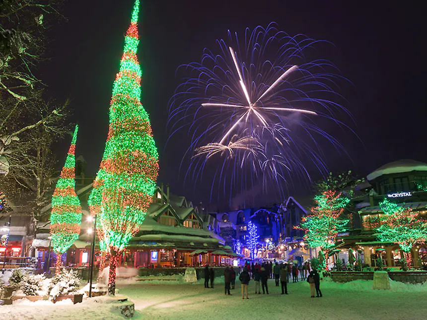 Christmas lights and fireworks at Whistler Blackcomb