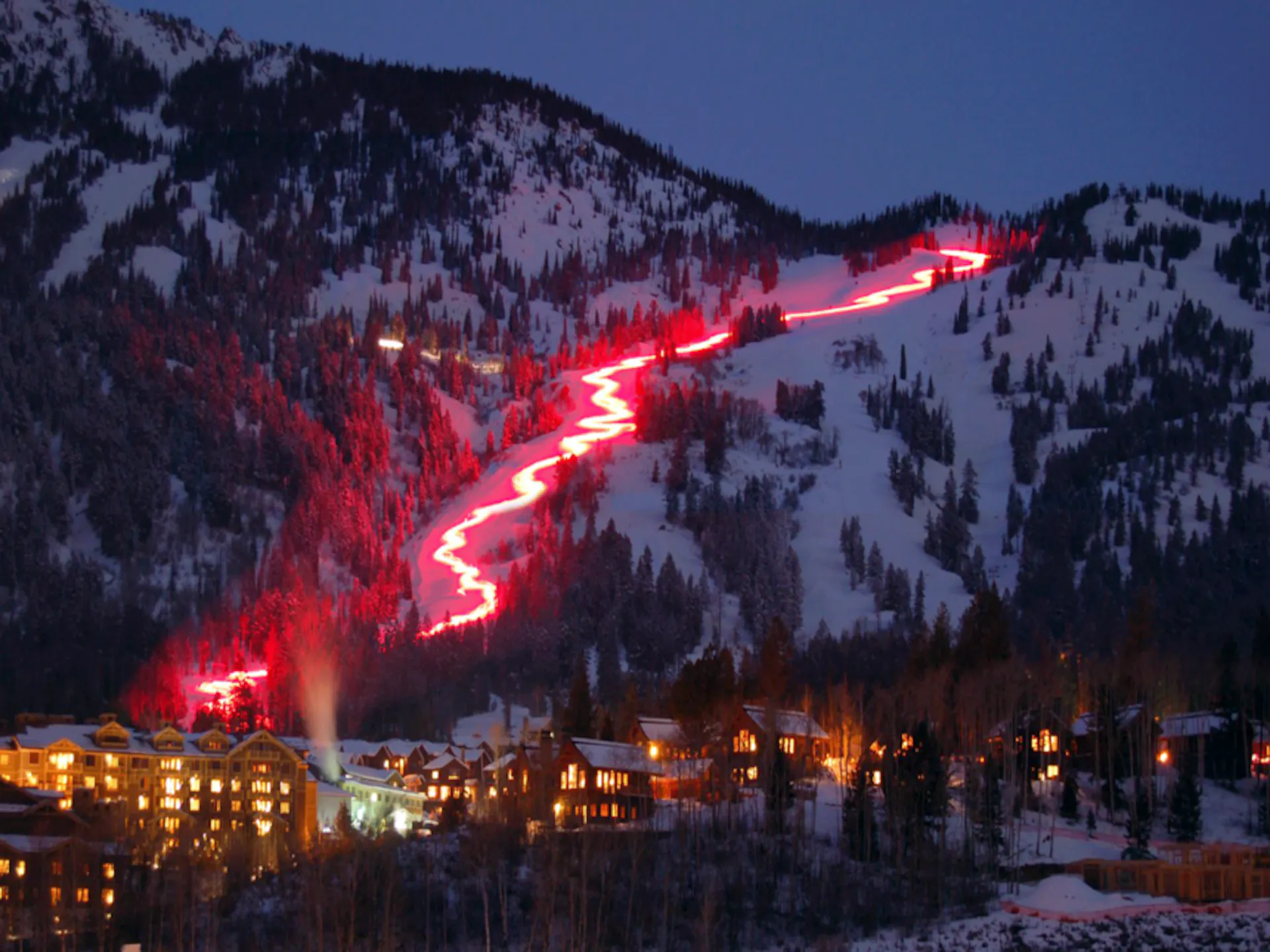 Jackson Hole Mountain Sports School torchlight parade