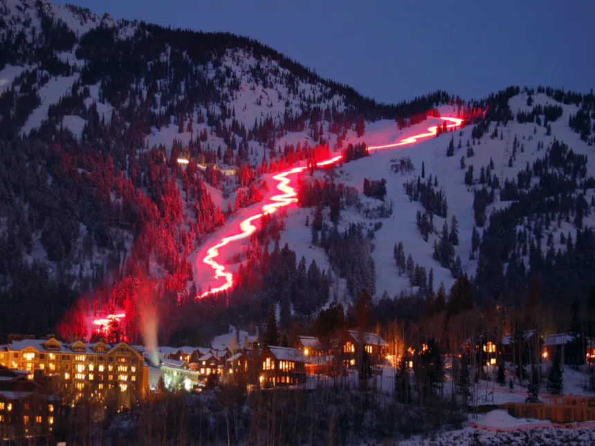 Jackson Hole Mountain Sports School torchlight parade