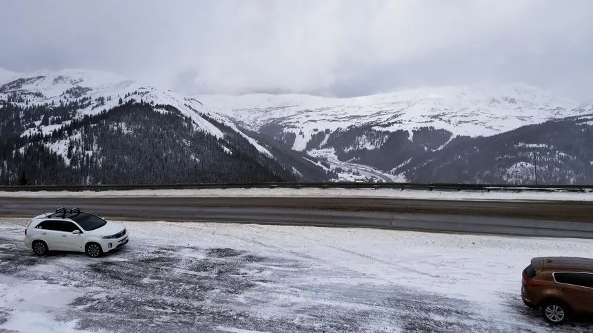 Highway 6 Loveland Pass looking down on Eisenhower Tunnel