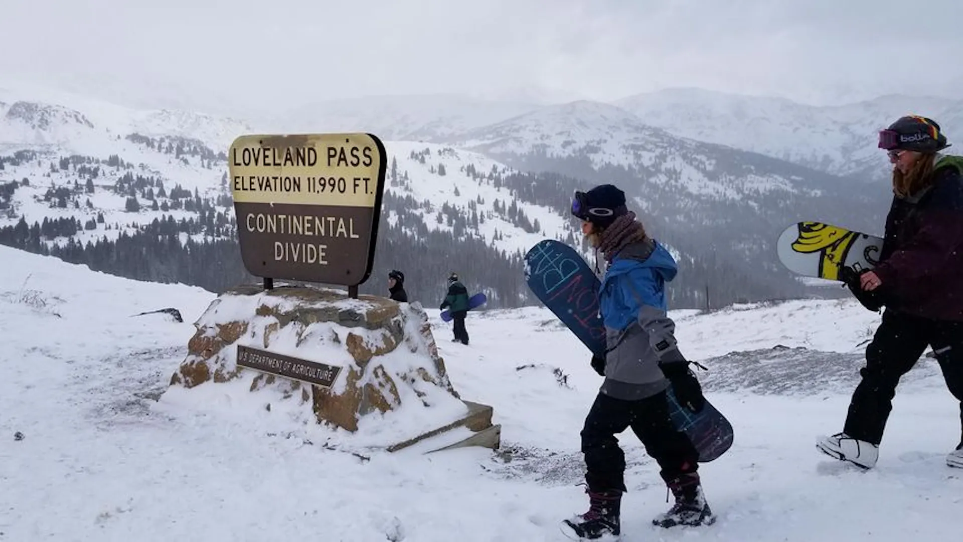 Backcountry snowboarders at Loveland Pass