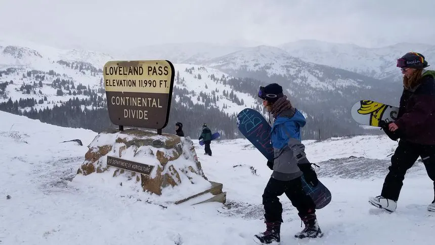 Backcountry snowboarders at Loveland Pass