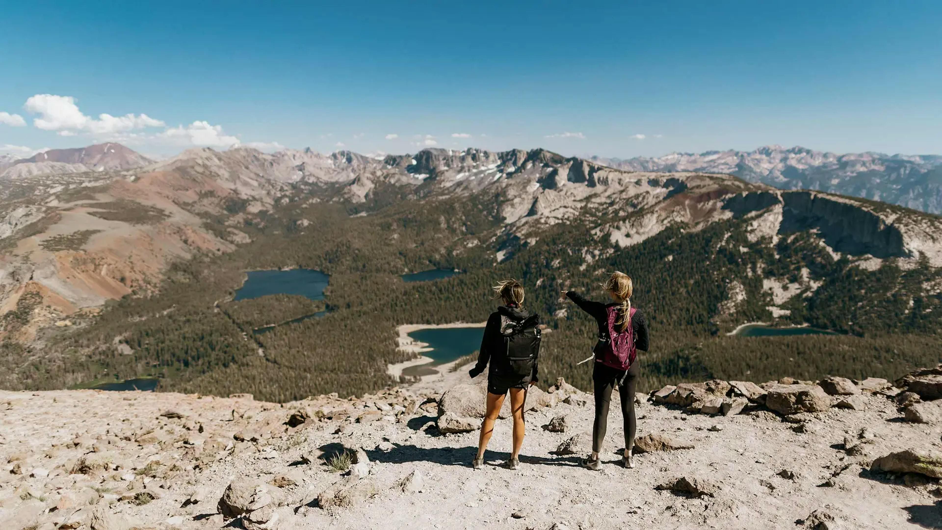 Group of hikers taking in the view at Mammoth Mountain in California, United States.