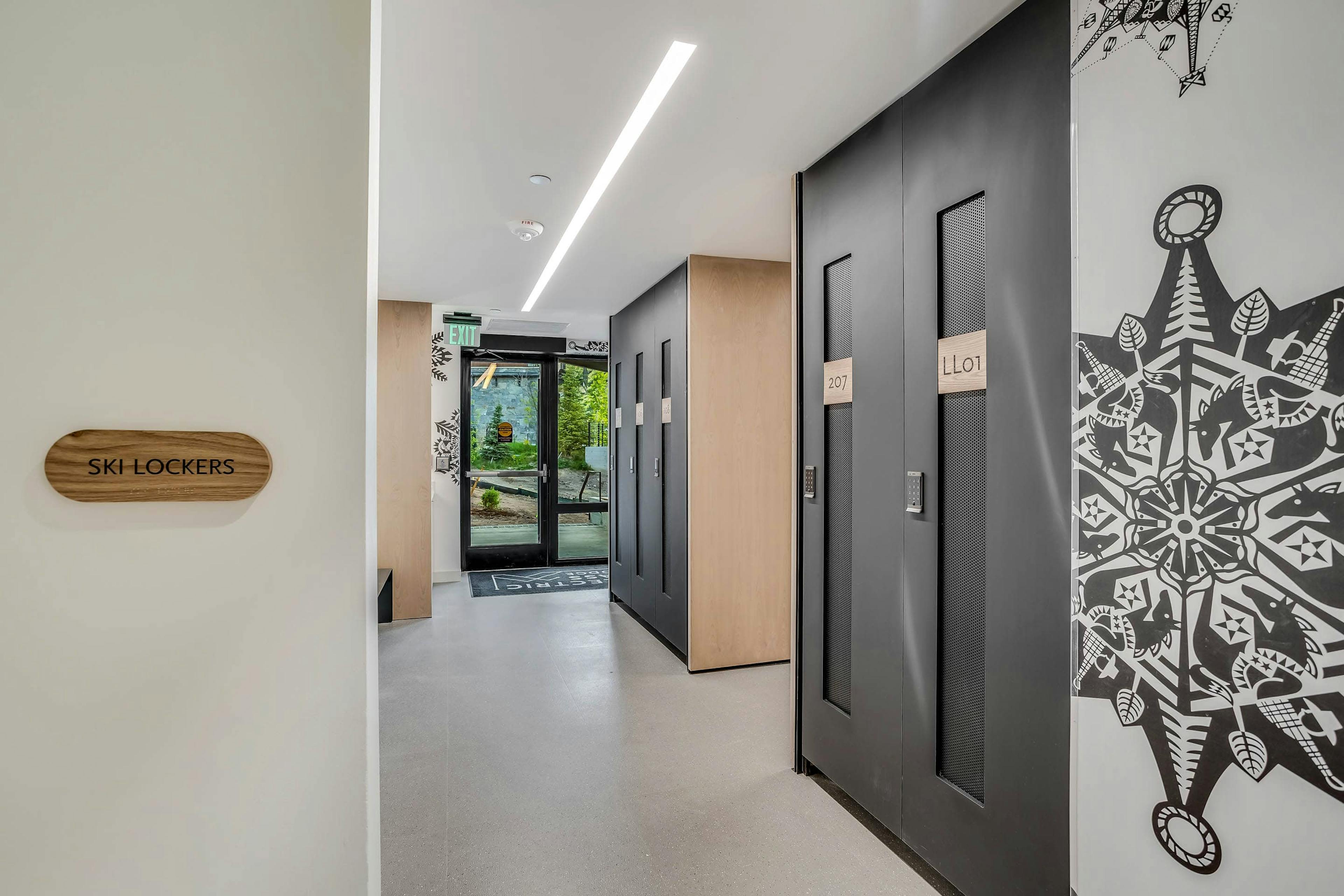 The ski lockers at Snowmass' Electric Pass Lodge.