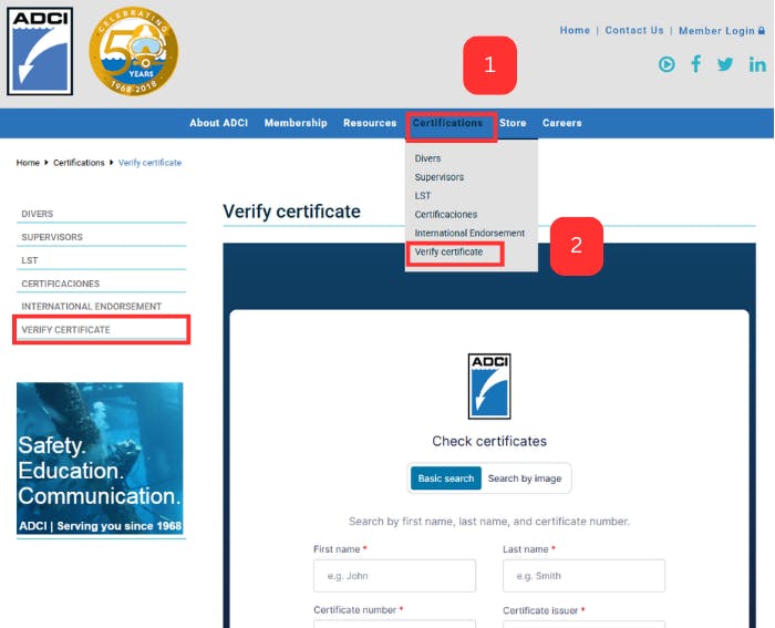 ADCI Website Certificate Verification
