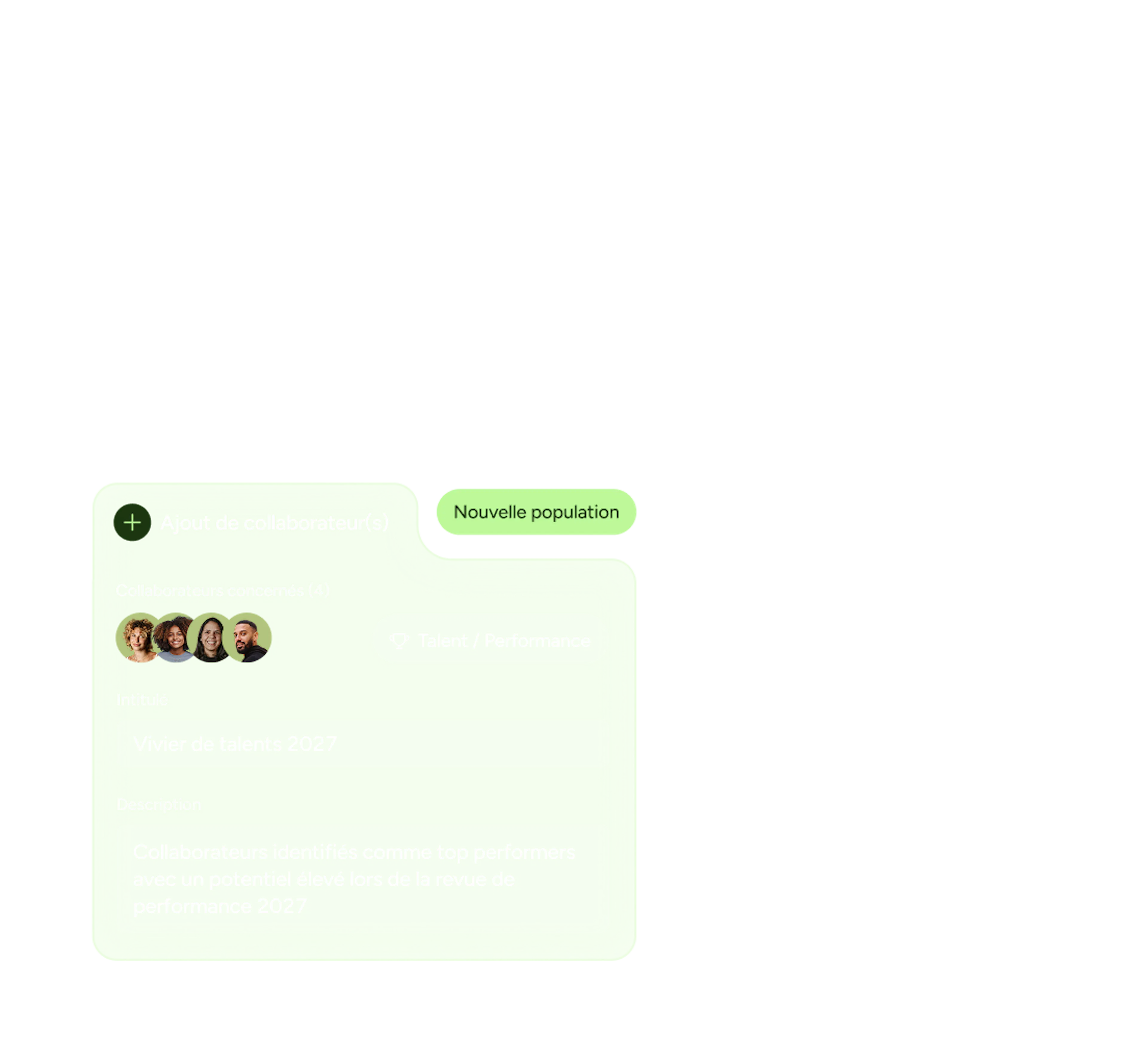 Interface Skillup : définition d'un vivier de talents