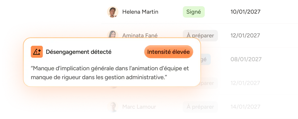 Interface Skillup : signal de désengagement détecté dans un entretien