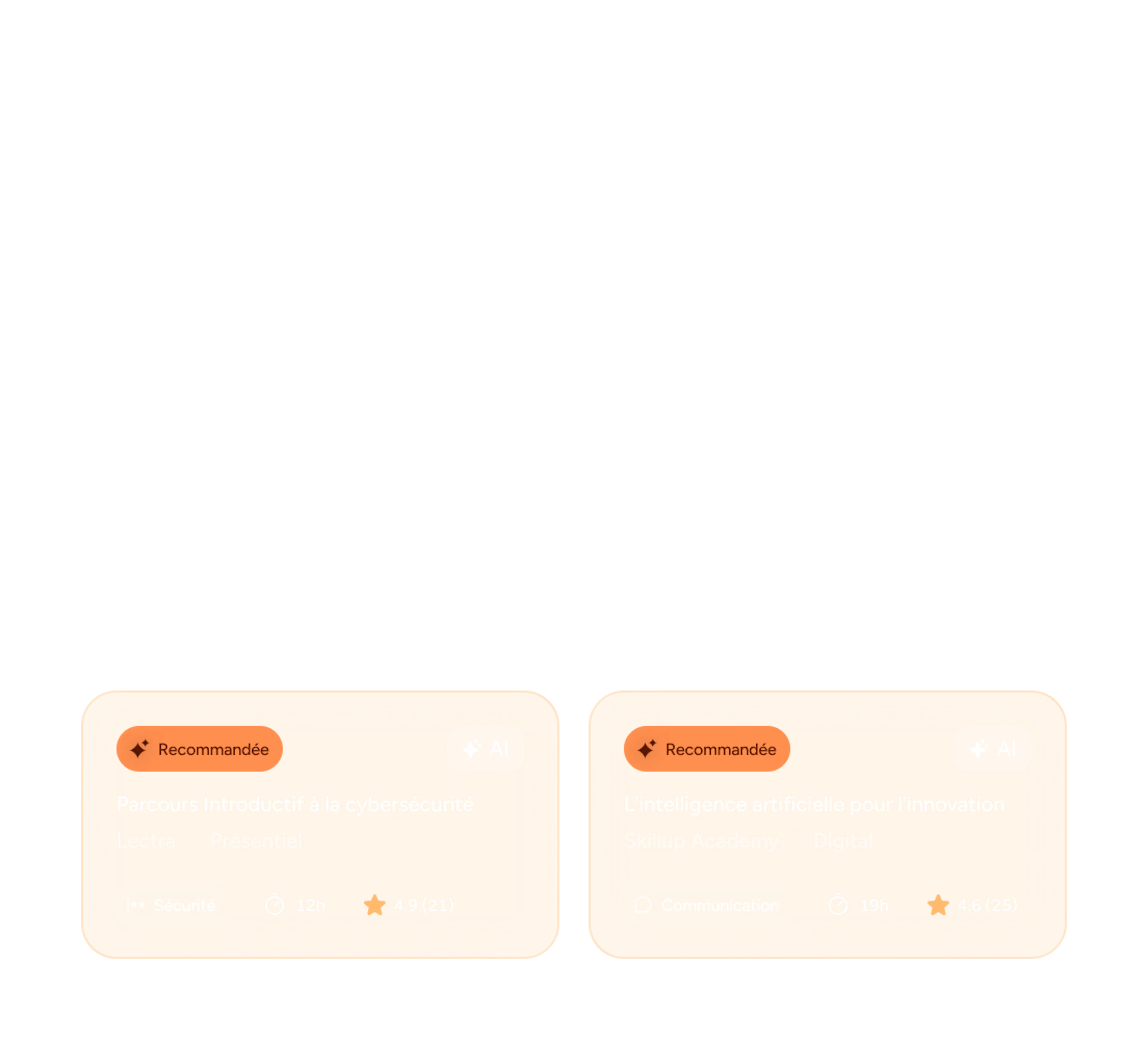 Interface Skillup : formations recommandées