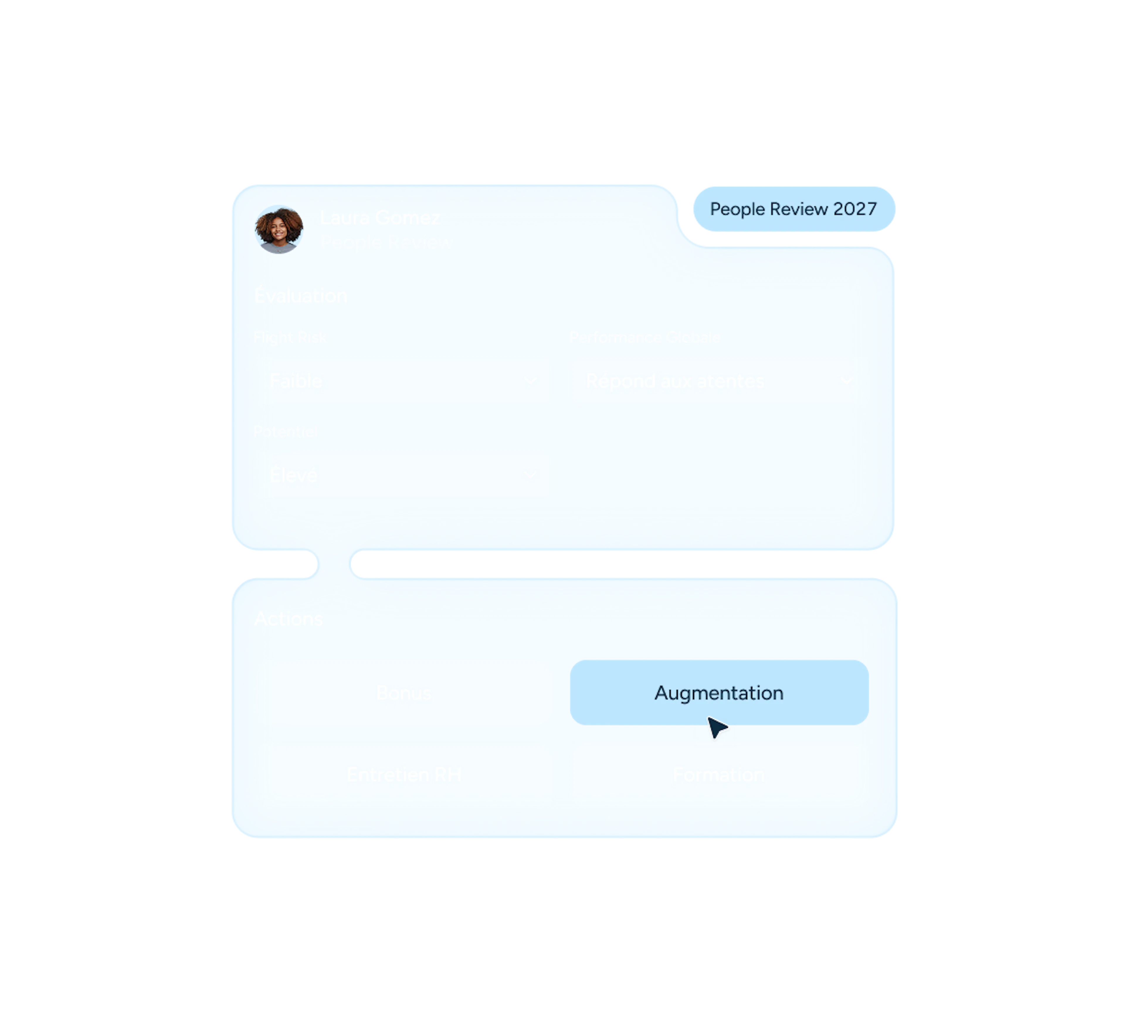 Interface Skillup : évaluation et actions décidées en People Review